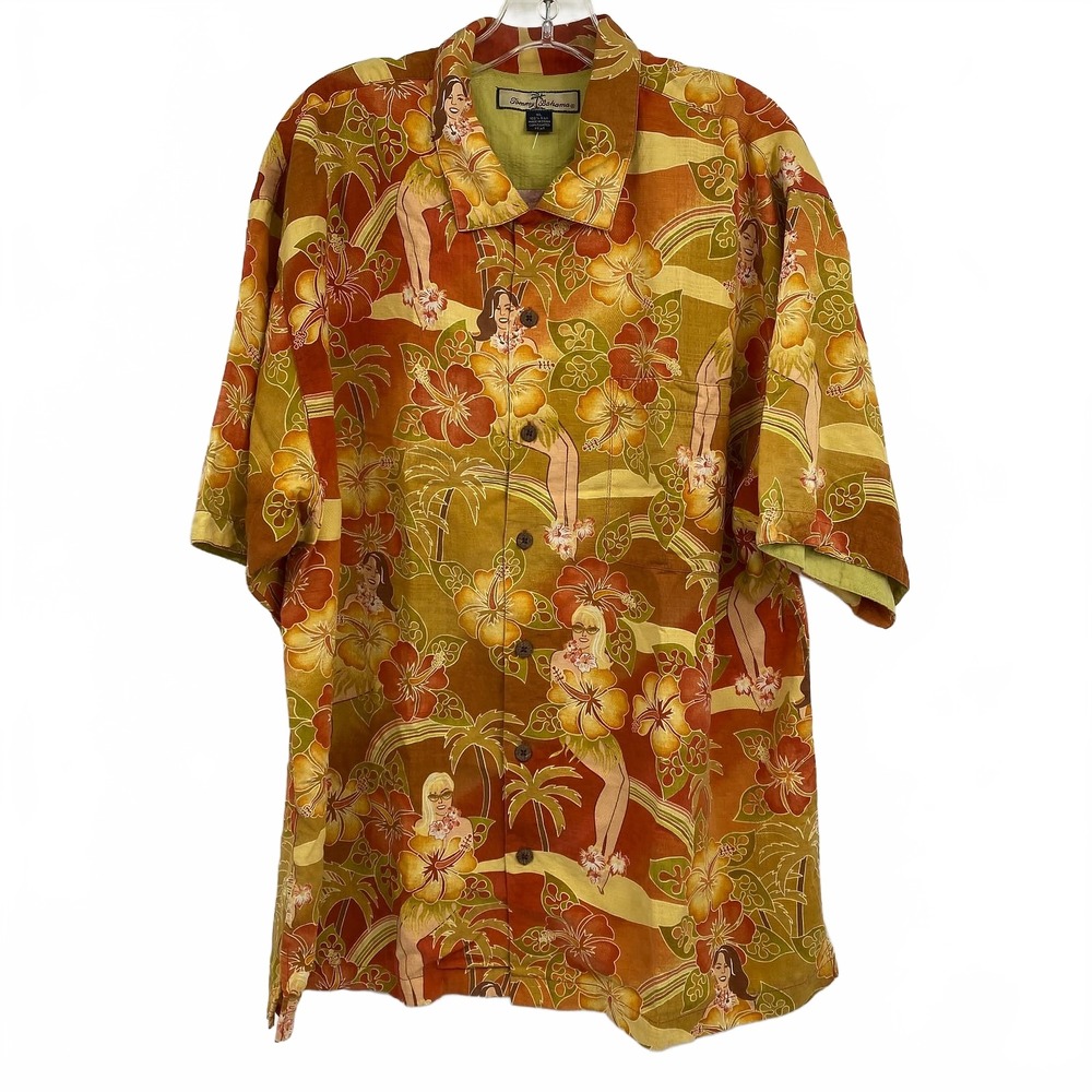 Tommy Bahama Orange Tropical Casual Button-Down Shirt | Mens L